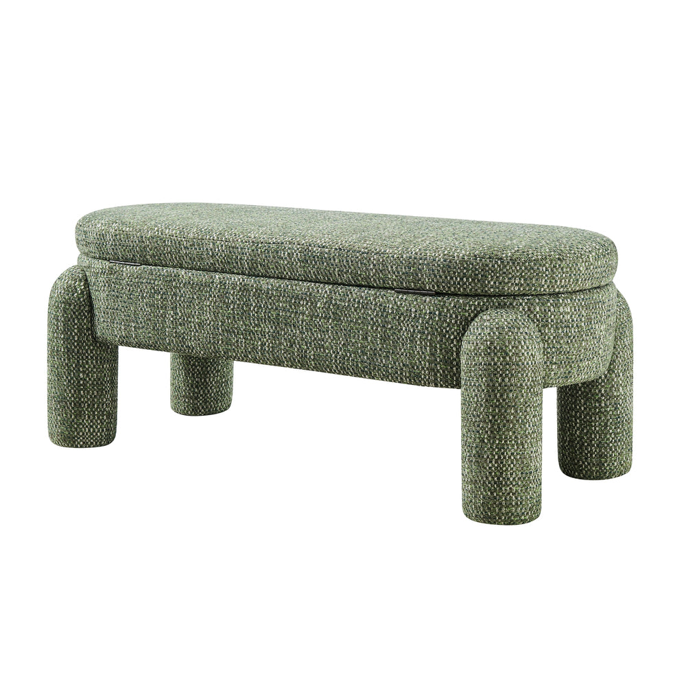Bowden Chenille Storage Bench - Salzburg Green
