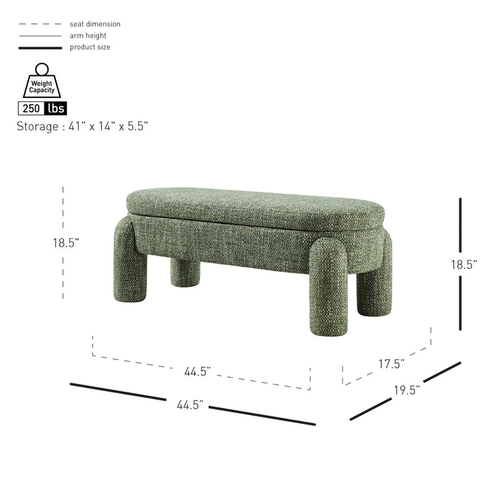 Bowden Chenille Storage Bench - Salzburg Green - view 2