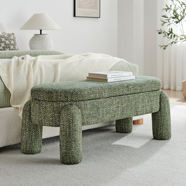 Bowden Chenille Storage Bench - Salzburg Green - view 3