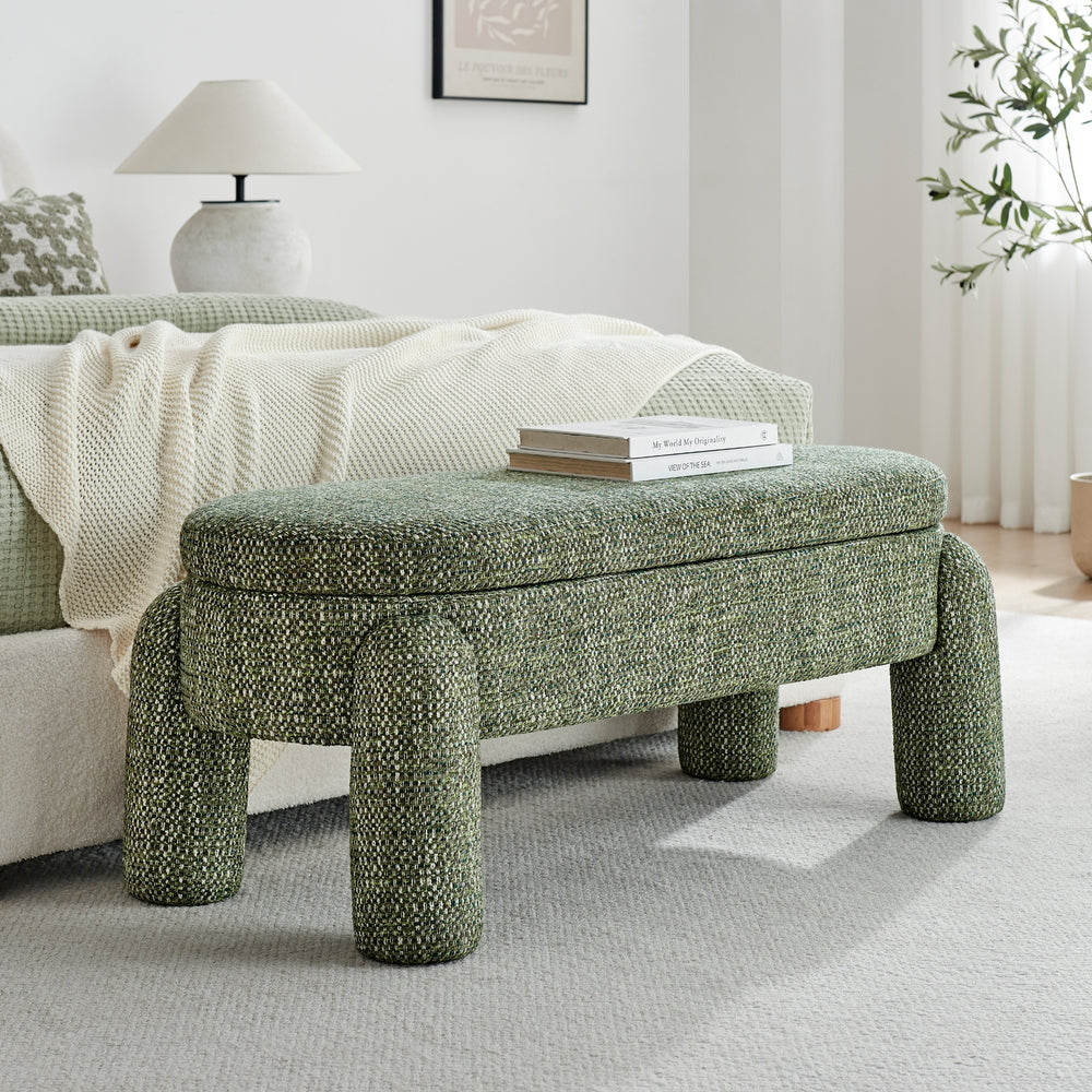 Bowden Chenille Storage Bench - Salzburg Green - view 3