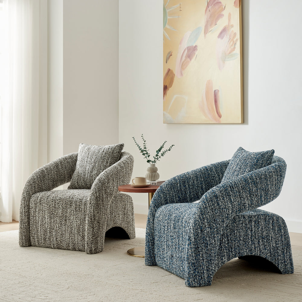 Lunessa Boucle Accent Arm Chair - Dappled Blue - view 3