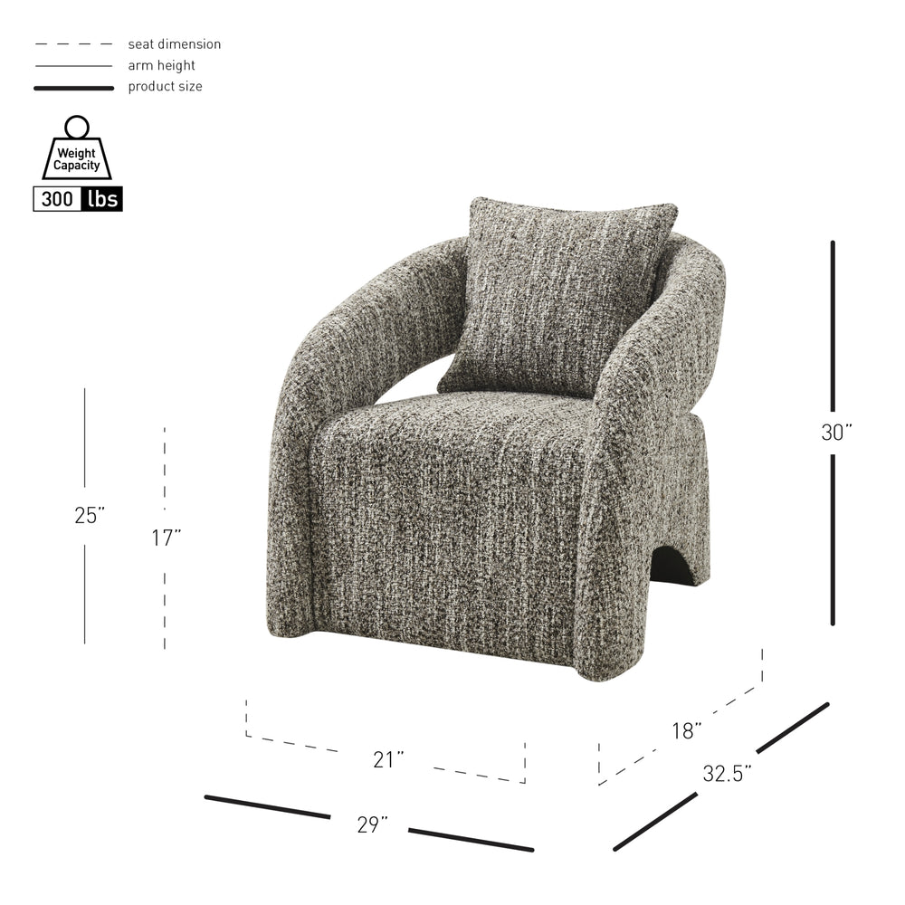 Lunessa Boucle Accent Arm Chair - Dappled Taupe - view 2