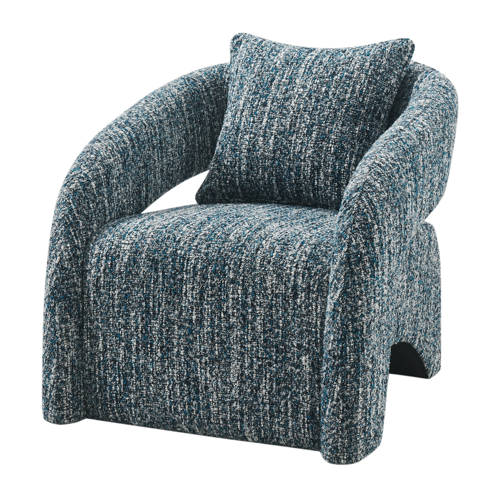 Lunessa Boucle Accent Arm Chair - Dappled Blue