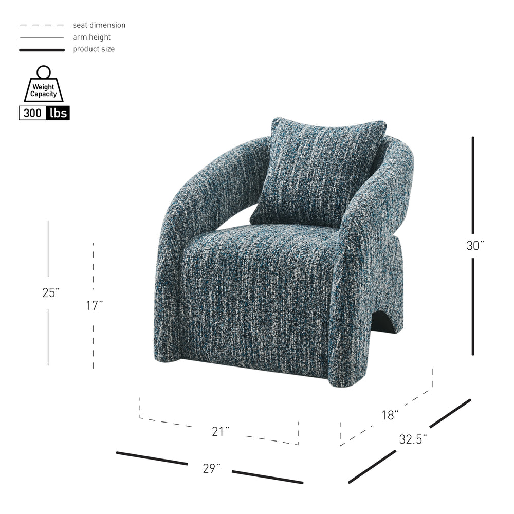 Lunessa Boucle Accent Arm Chair - Dappled Blue - view 2