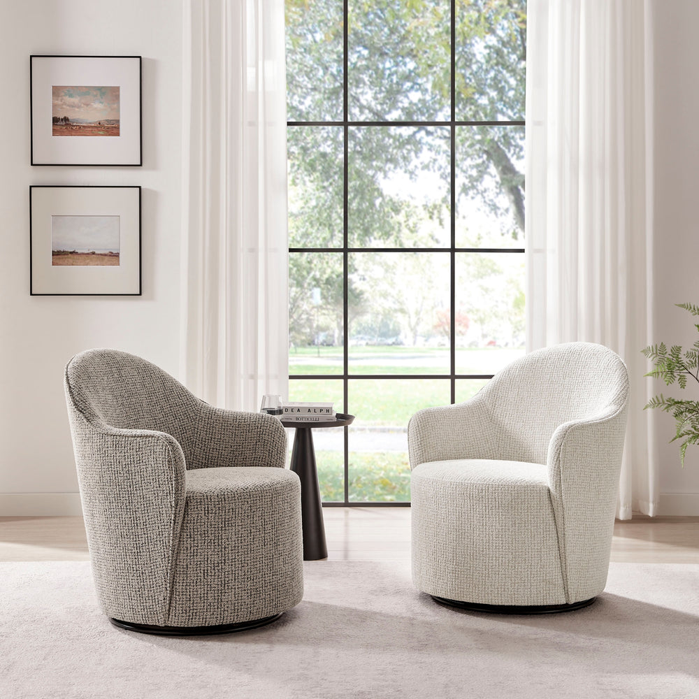 Zia Fabric Swivel Accent Arm Chair - Mila Taupe - view 3