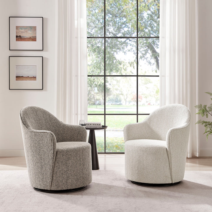 Zia Fabric Swivel Accent Arm Chair - Mila Ivory - view 3