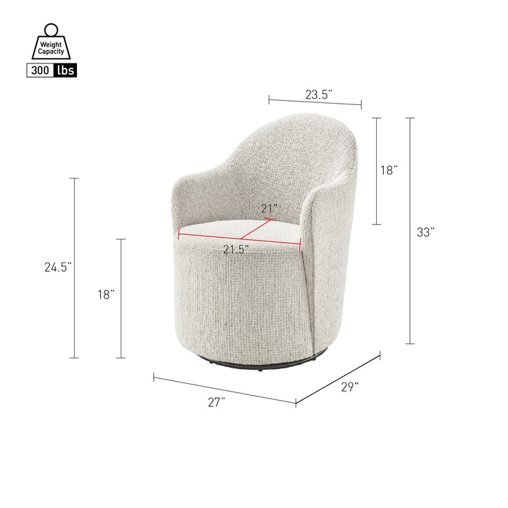 Zia Fabric Swivel Accent Arm Chair - Mila Ivory - view 2