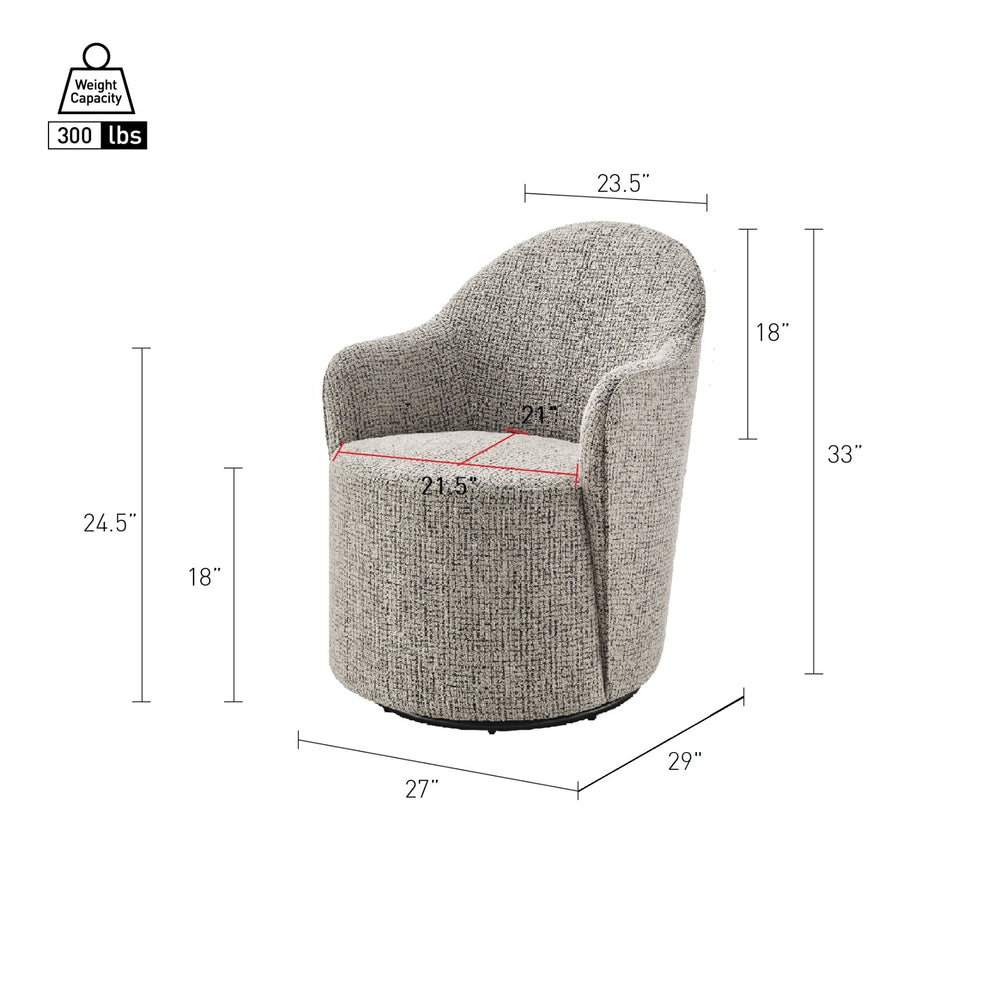 Zia Fabric Swivel Accent Arm Chair - Mila Taupe - view 2
