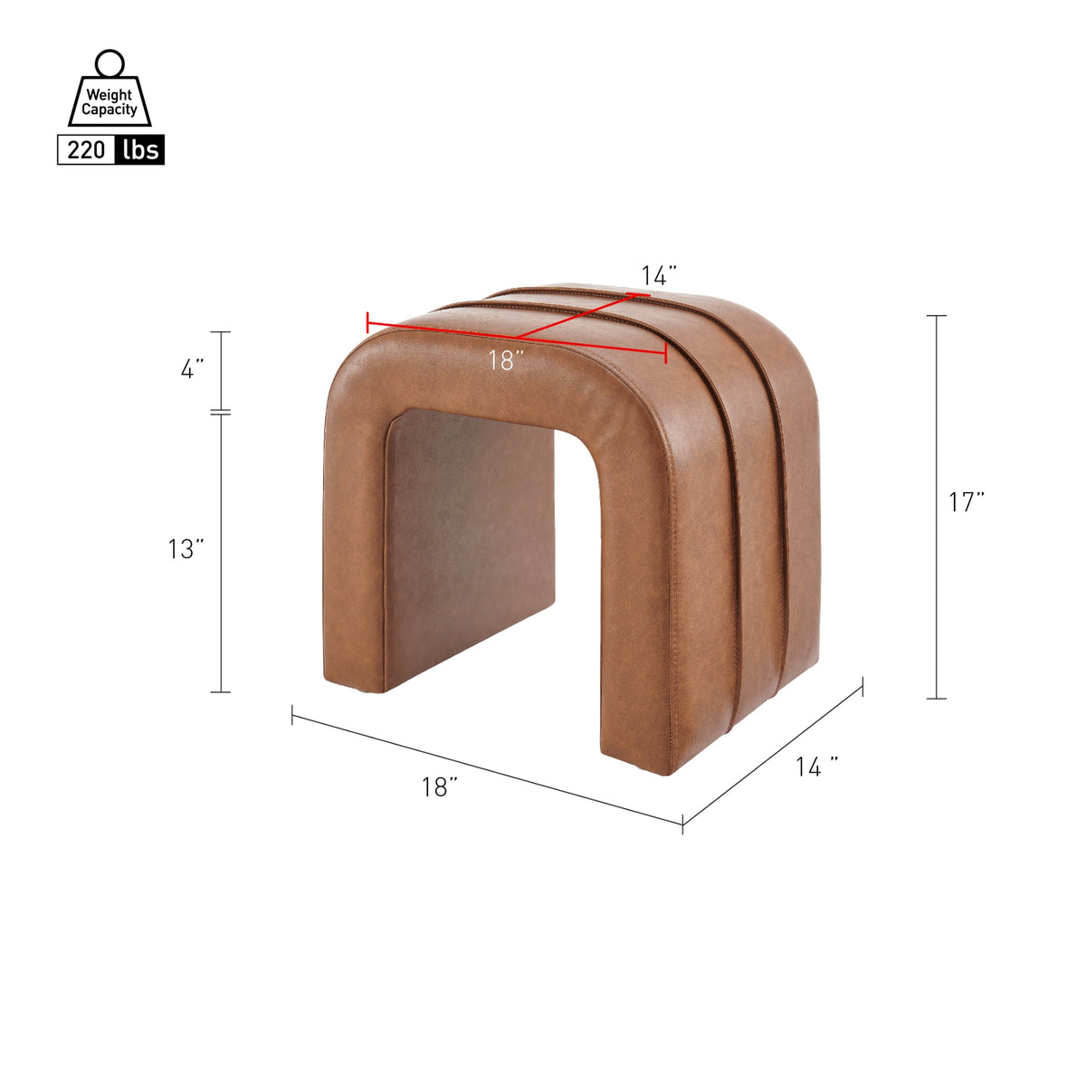 Rivo Faux Leather Stool - Vintage Cider - view 2