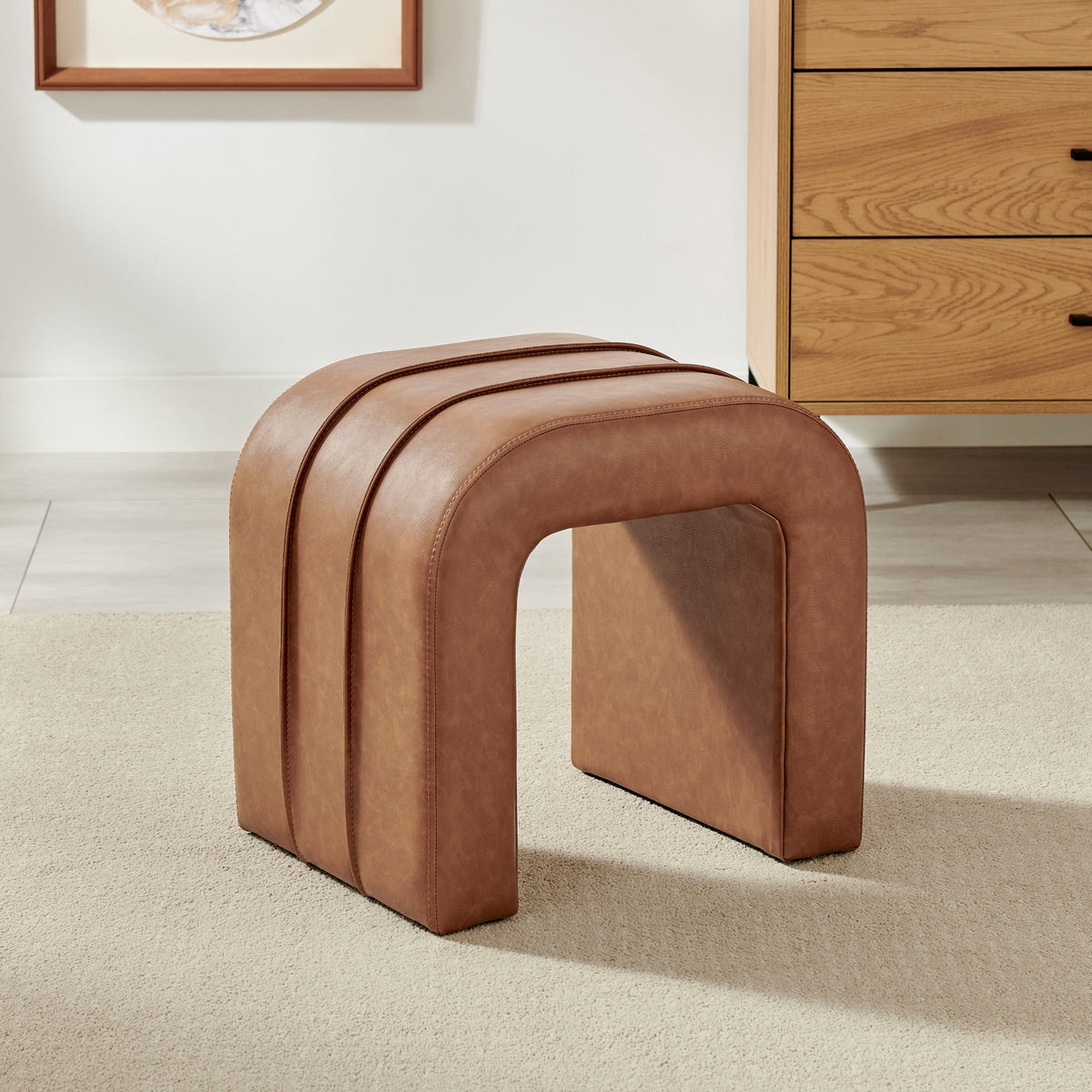 Rivo Faux Leather Stool - Vintage Cider - view 3