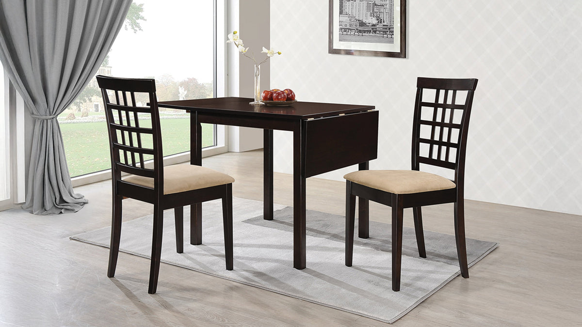 Kelso - 3 Piece Drop Leaf Dining Table Set - Cappuccino