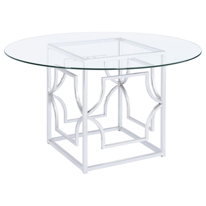 Coaster Furniture 192561BG Starlight Round 54-inch Glass Top Metal Dining Table Chrome