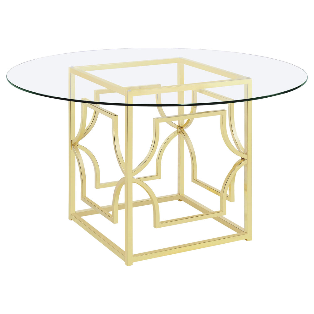 Coaster Furniture 192641BG Starlight Round 54-inch Glass Top Metal Dining Table Brass