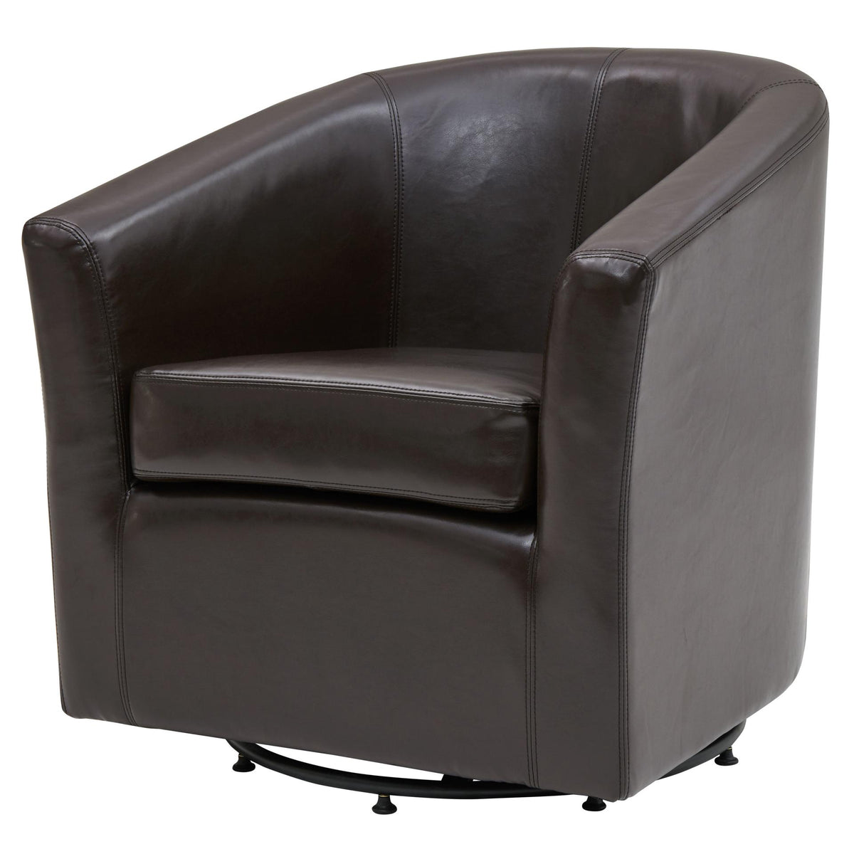 Hayden Bonded Leather Swivel Accent Arm Chair - Brown