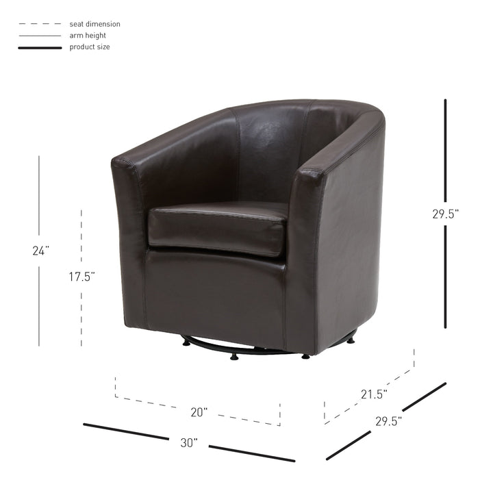 Hayden Bonded Leather Swivel Accent Arm Chair - Brown - view 2
