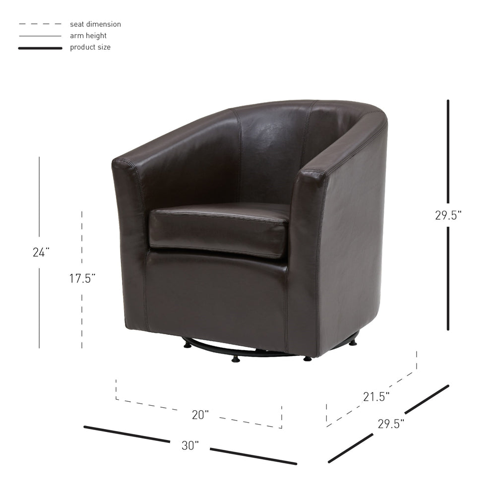 Hayden Bonded Leather Swivel Accent Arm Chair - Brown - view 2