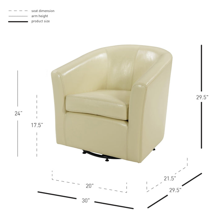 Hayden Bonded Leather Swivel Accent Arm Chair - Beige - view 2