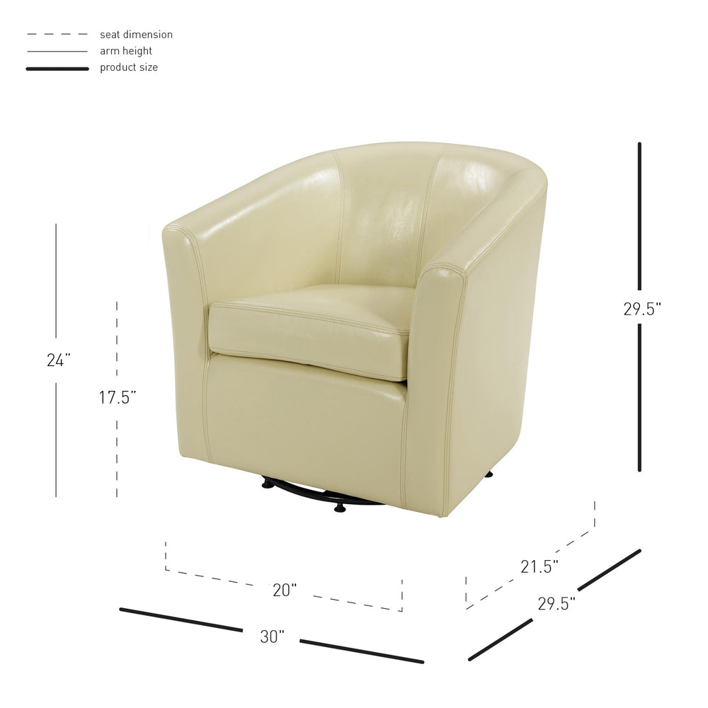 Hayden Bonded Leather Swivel Accent Arm Chair - Beige - view 2