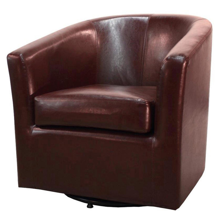 Hayden Bonded Leather Swivel Accent Arm Chair - Saddle Brown