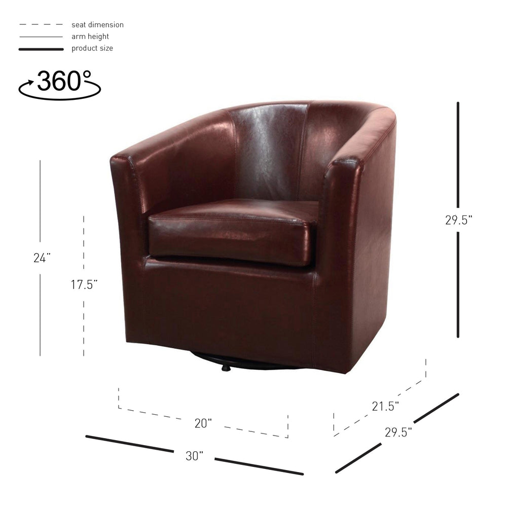Hayden Bonded Leather Swivel Accent Arm Chair - Saddle Brown - view 2