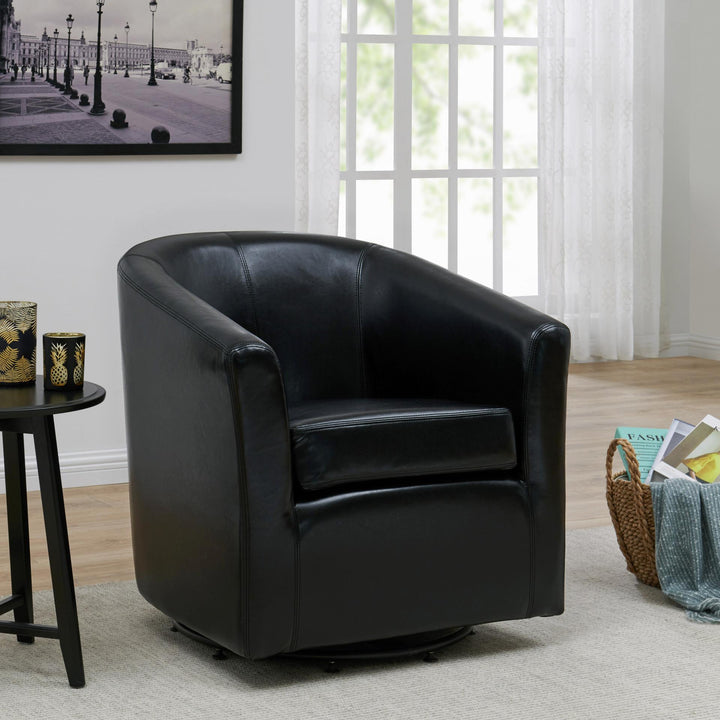 Hayden Bonded Leather Swivel Accent Arm Chair - Black - view 3