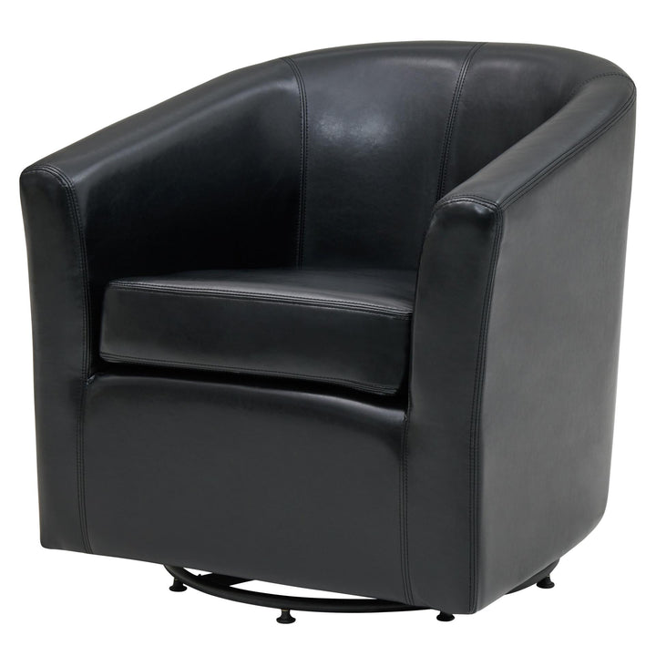 Hayden Bonded Leather Swivel Accent Arm Chair - Black