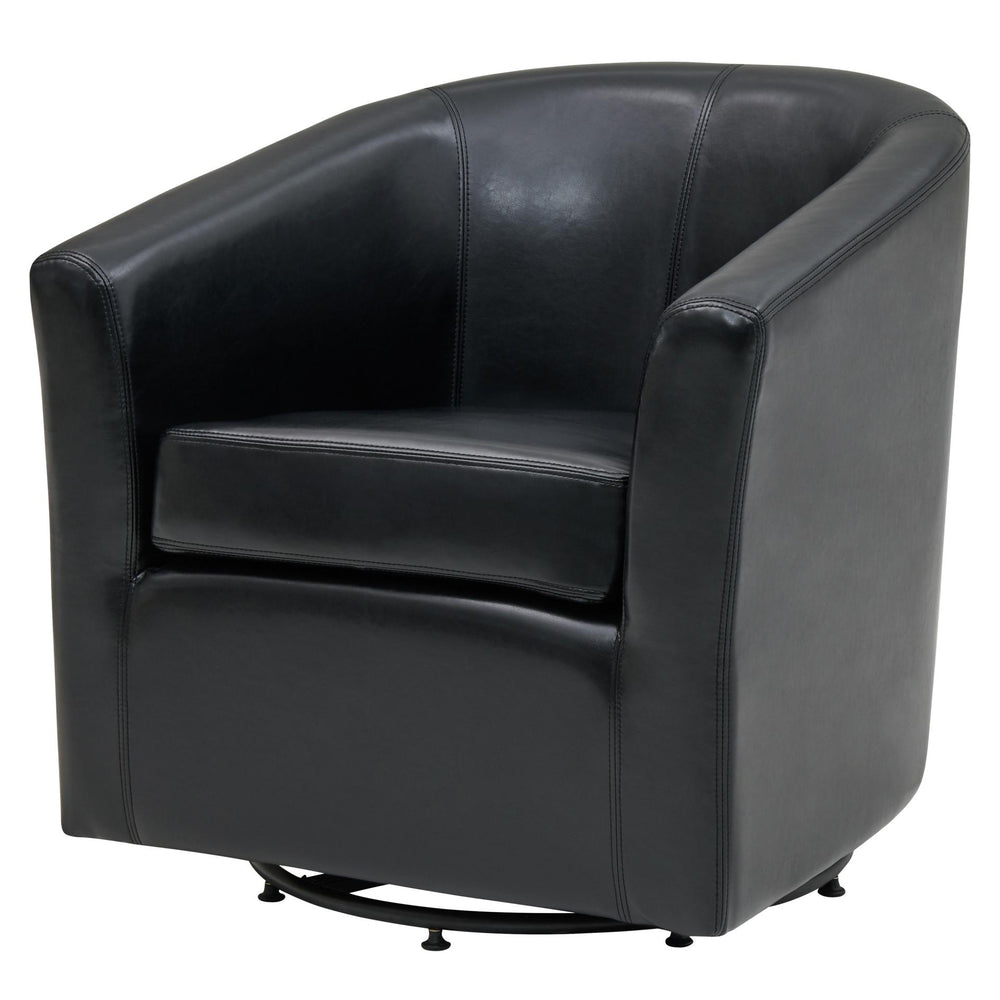 Hayden Bonded Leather Swivel Accent Arm Chair - Black
