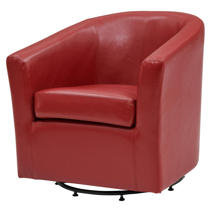 Hayden Bonded Leather Swivel Accent Arm Chair - Red