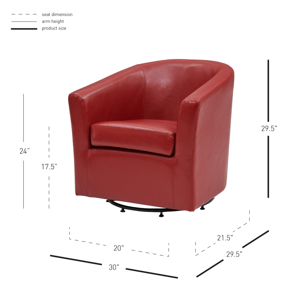 Hayden Bonded Leather Swivel Accent Arm Chair - Red - view 2