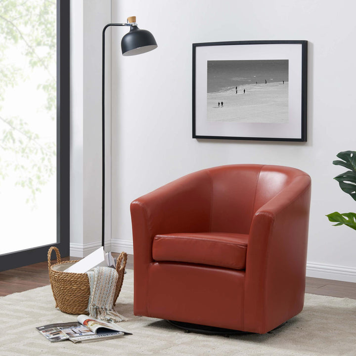 Hayden Bonded Leather Swivel Accent Arm Chair - Pumpkin - view 3