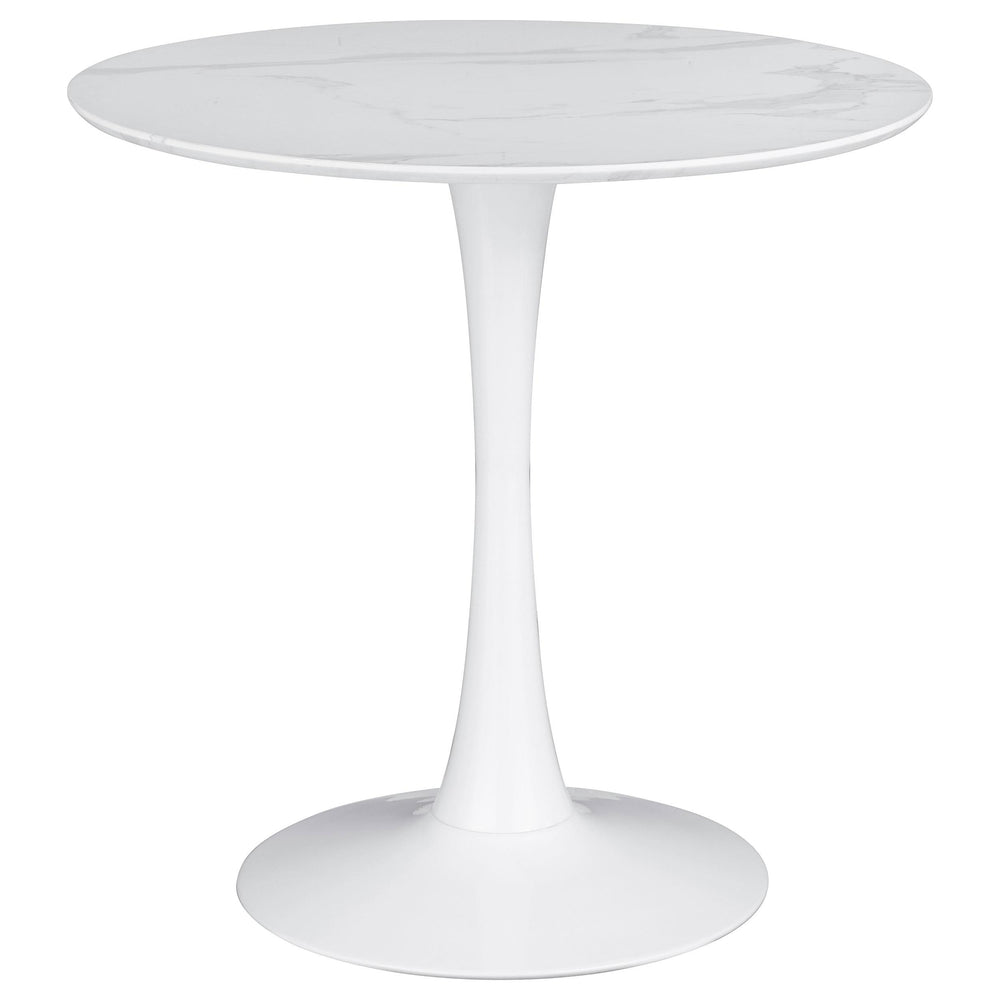 Coaster Furniture 193041 Arkell Round 30-inch Faux Marble Top Dining Table White