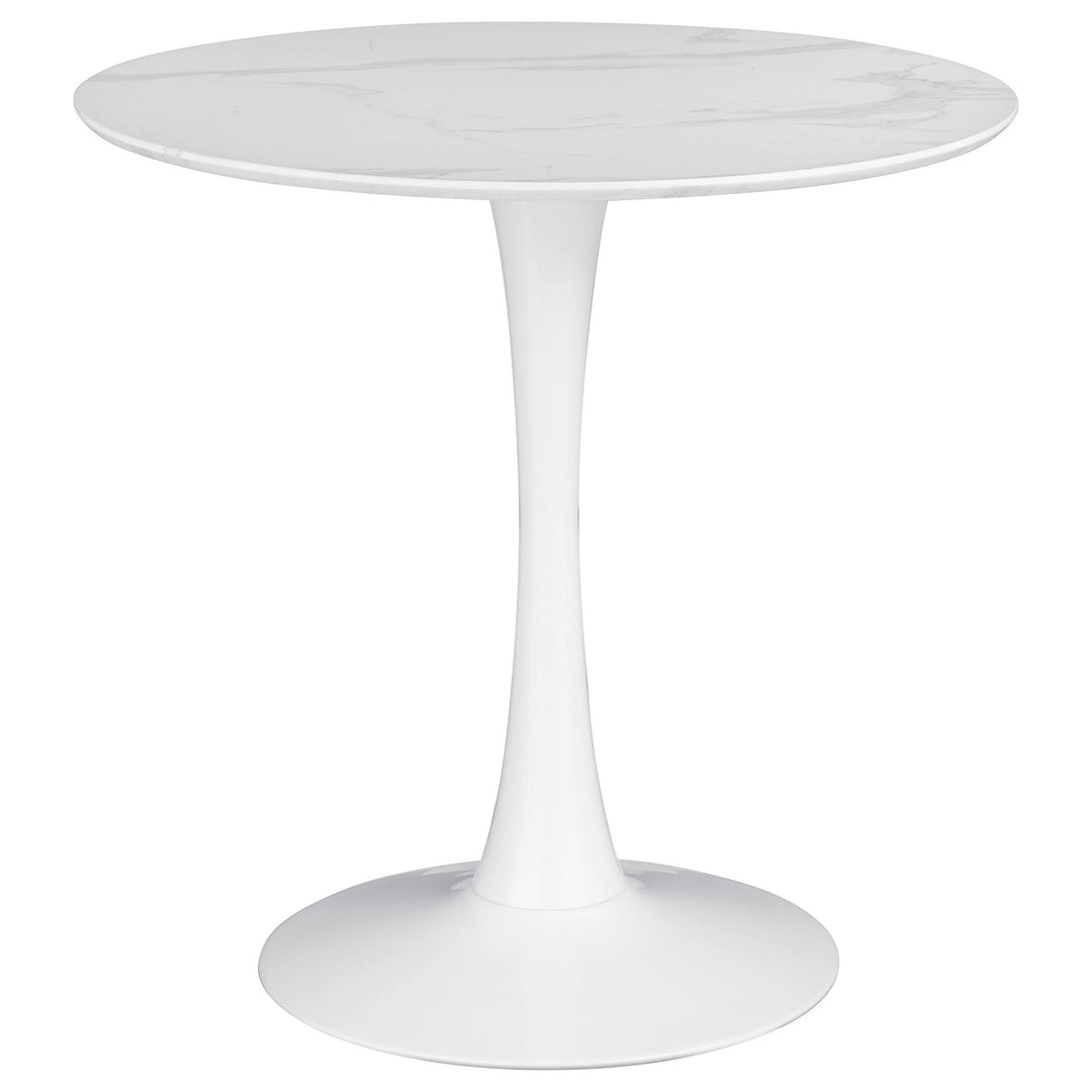 Coaster Furniture 193041 Arkell Round 30-inch Faux Marble Top Dining Table White