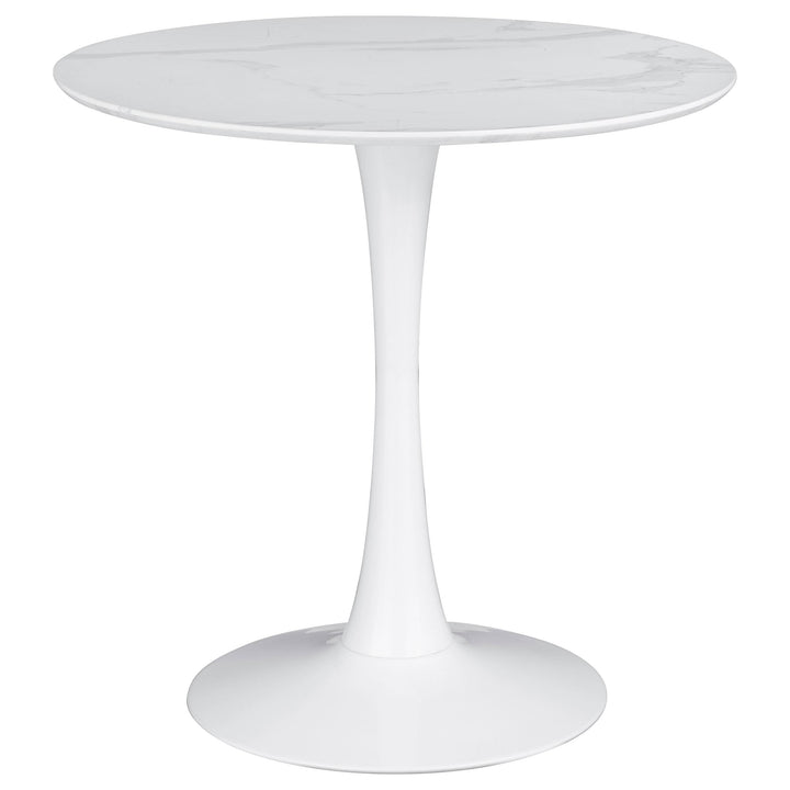 Coaster Furniture 193041 Arkell Round 30-inch Faux Marble Top Dining Table White