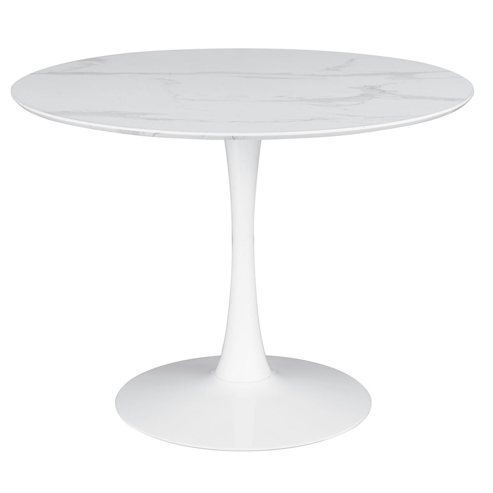 Coaster Furniture 193051 Arkell Round 40-inch Faux Marble Top Dining Table White