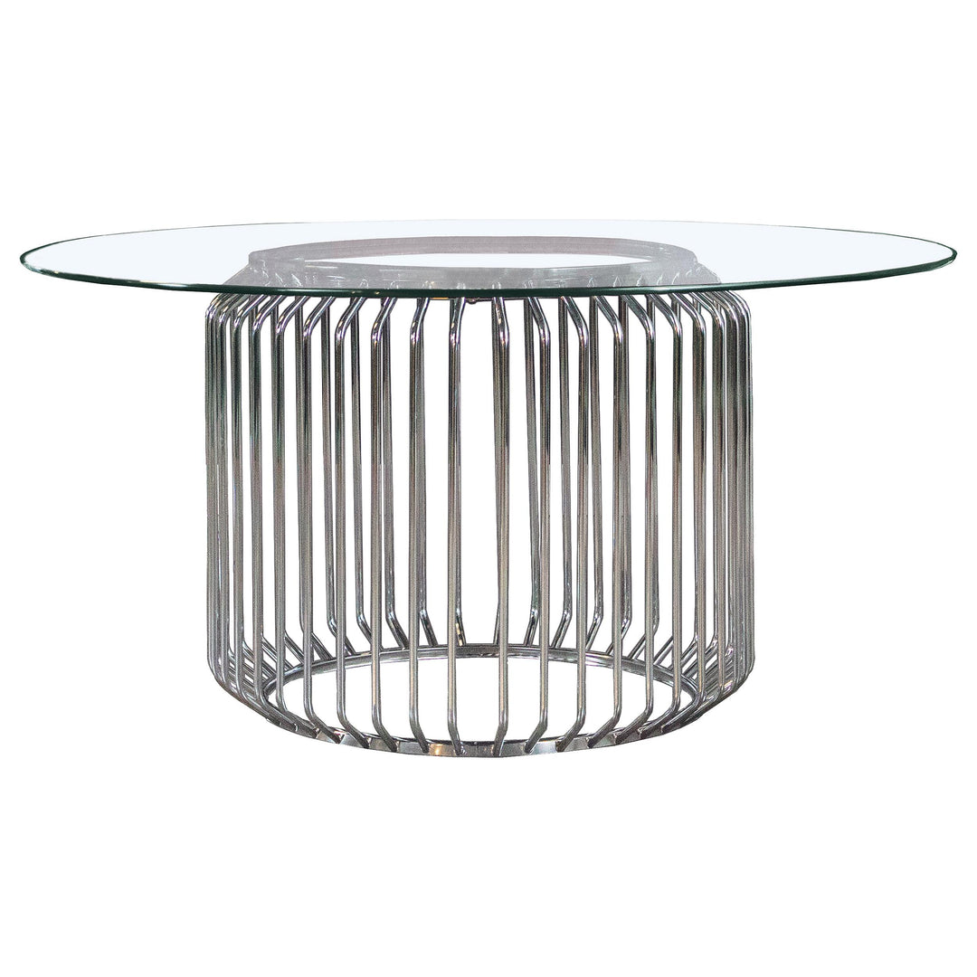 Coaster Furniture 193430BG Veena Round 60-inch Glass Top Metal Dining Table Chrome