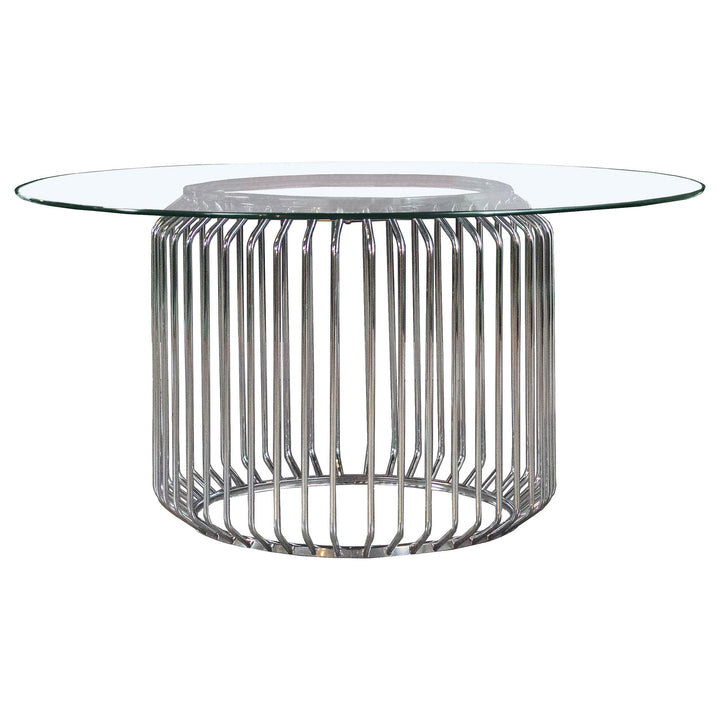 Coaster Furniture 193430BG Veena Round 60-inch Glass Top Metal Dining Table Chrome