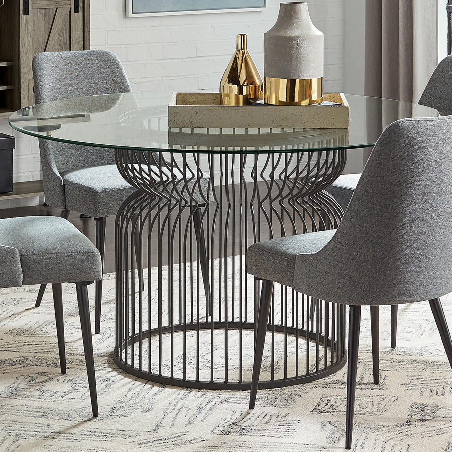 coaster-furniture-193511bg-granvia-round-54-inch-glass-top-metal-dining-table-gunmetal