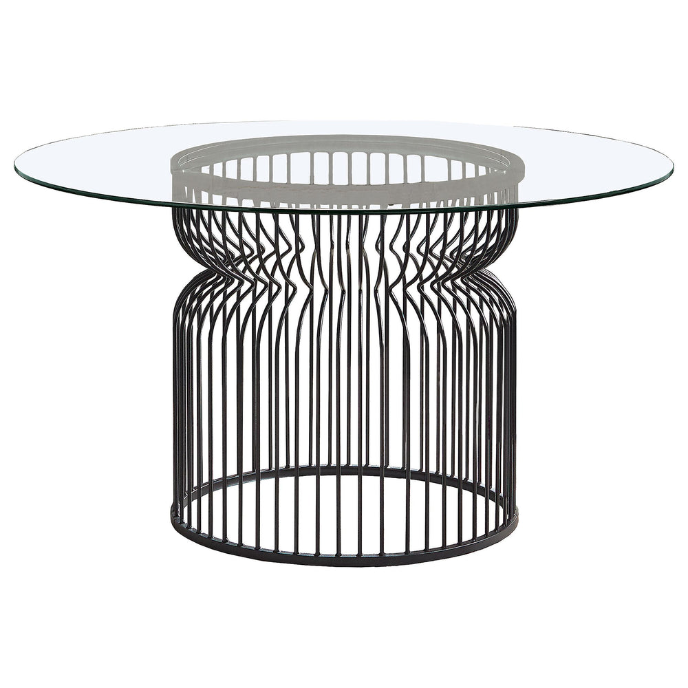 Coaster Furniture 193511BG Granvia Round 54-inch Glass Top Metal Dining Table Gunmetal