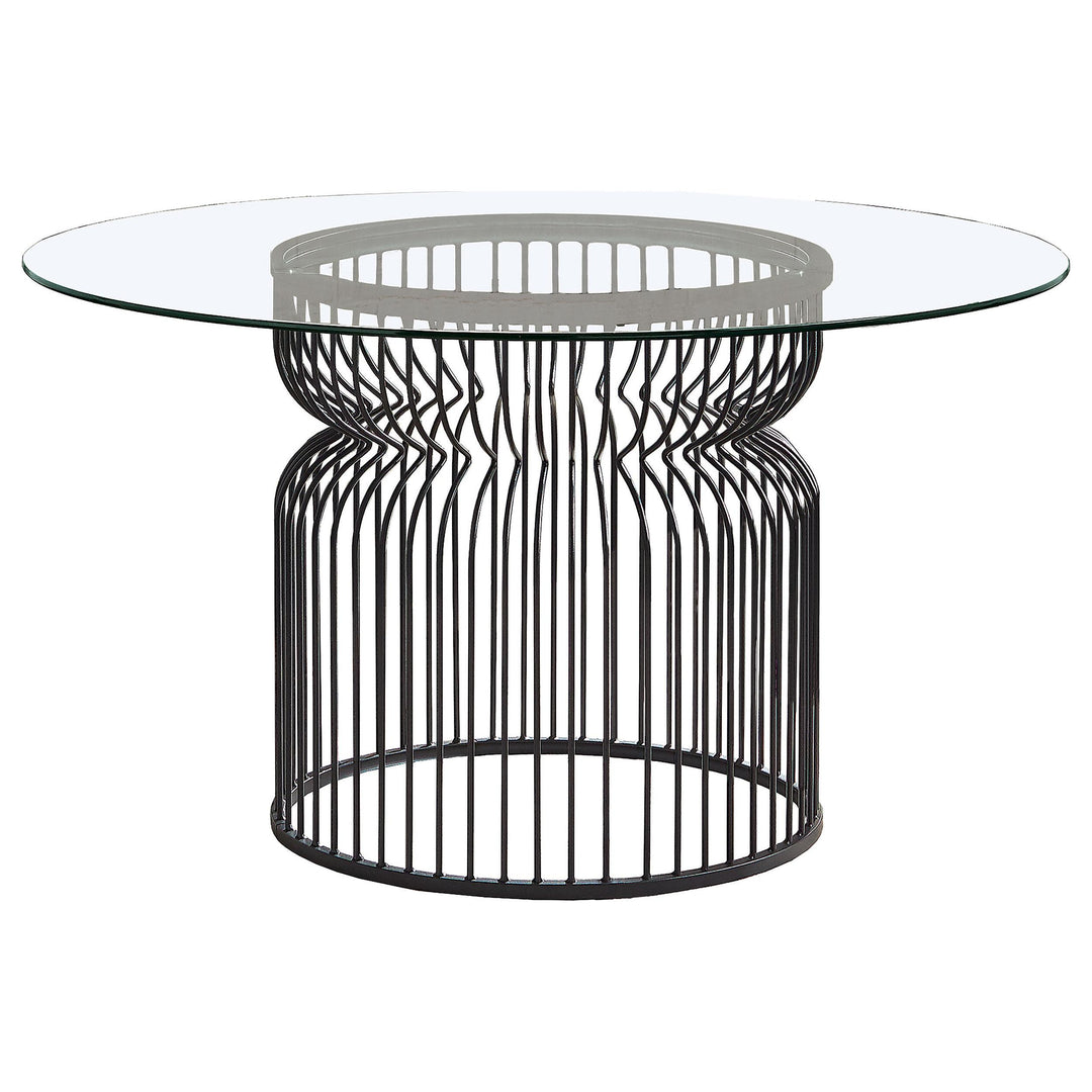 Coaster Furniture 193511BG Granvia Round 54-inch Glass Top Metal Dining Table Gunmetal