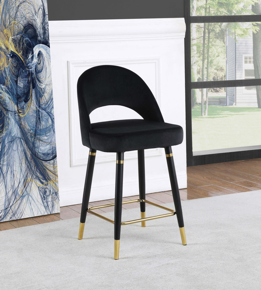 Coaster Furniture 193569 Lindsey Velvet Upholstered Counter Chair Black