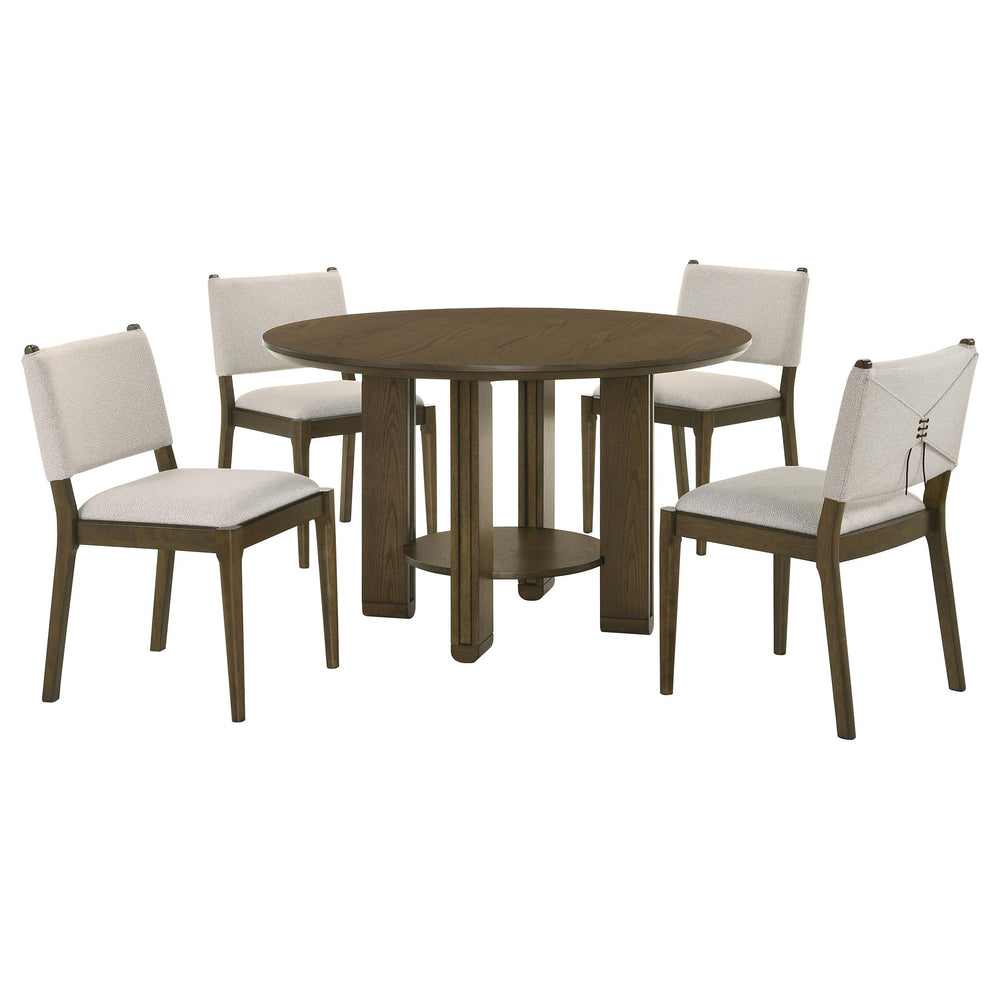 coaster-furniture-193660-s5-ottowa-5-piece-round-wood-dining-room-table-set-brown