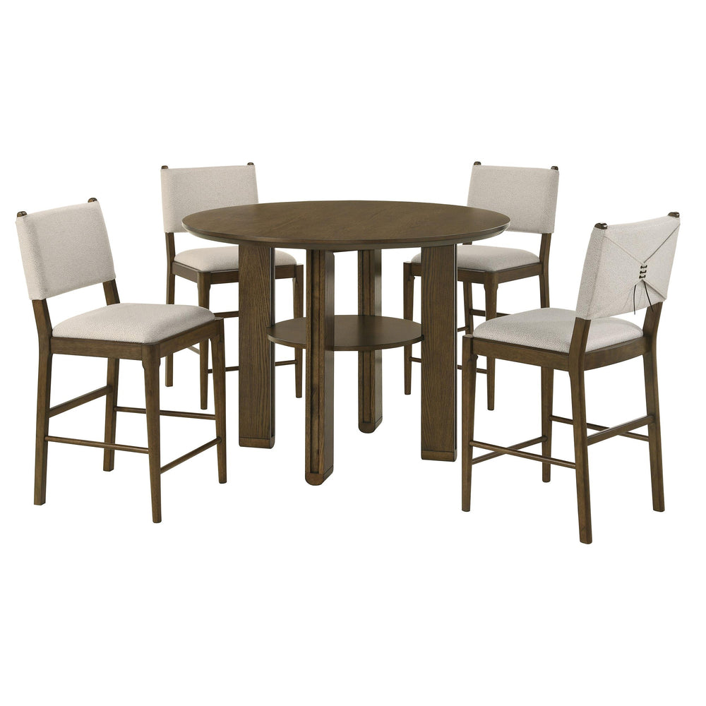 Coaster Furniture 193668-S5 Ottowa 5-Piece Round Counter Height Dining Room Set Brown