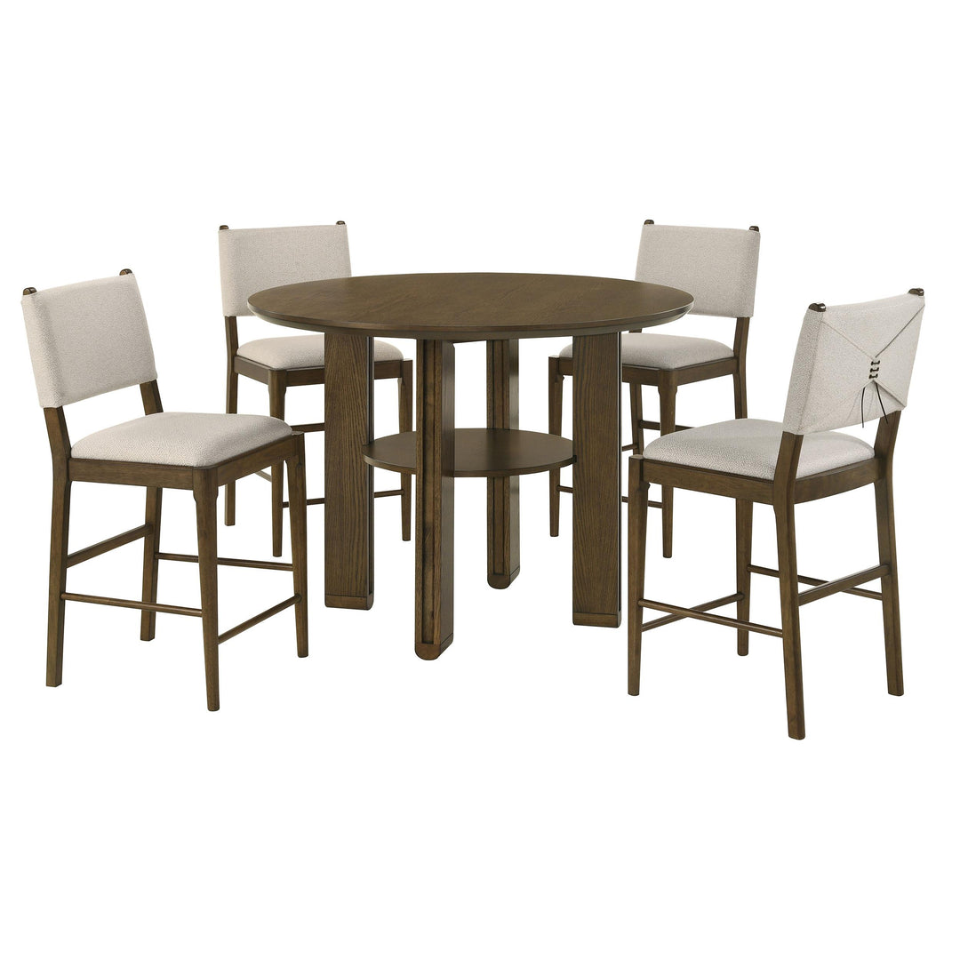 Coaster Furniture 193668-S5 Ottowa 5-Piece Round Counter Height Dining Room Set Brown