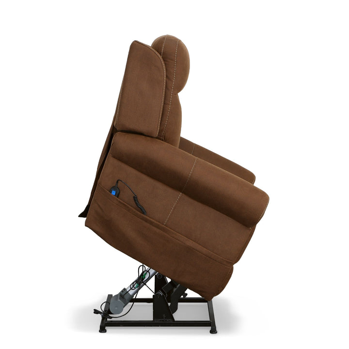 Stewart Power Lift Recliner With Power Headrest &amp; Lumbar Amber Brown
