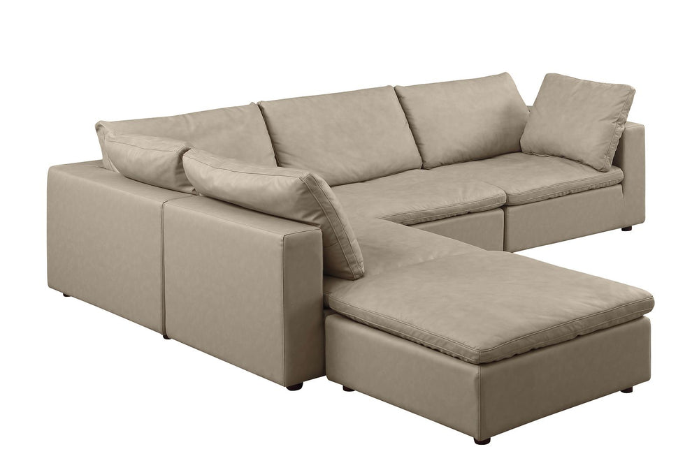 DivanItalia 1100 5-Piece Right Arm Facing 4-Seat Sectional – Top-Grain Italian Leather - Beige