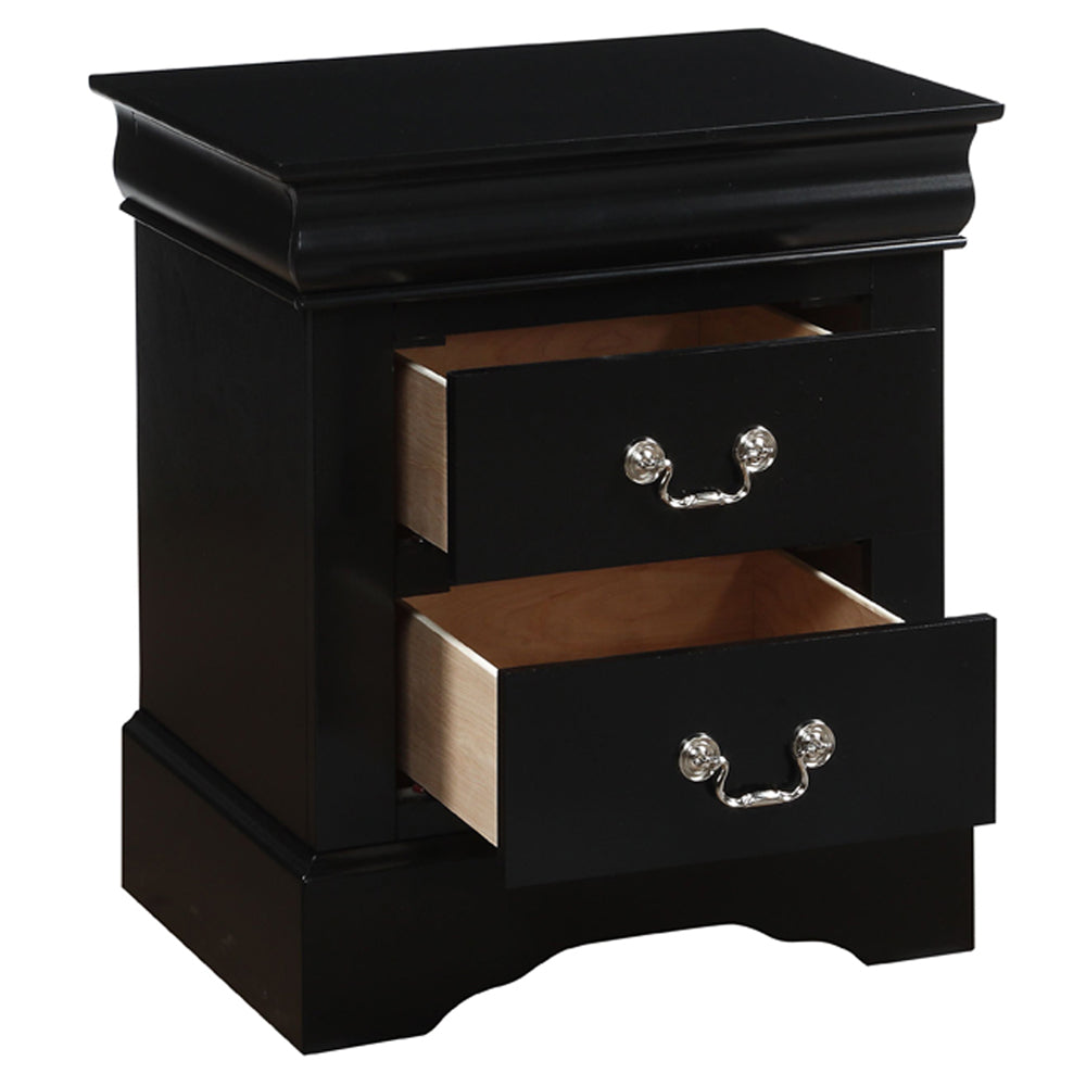 Louis Philippe III Nightstand in Black Finish