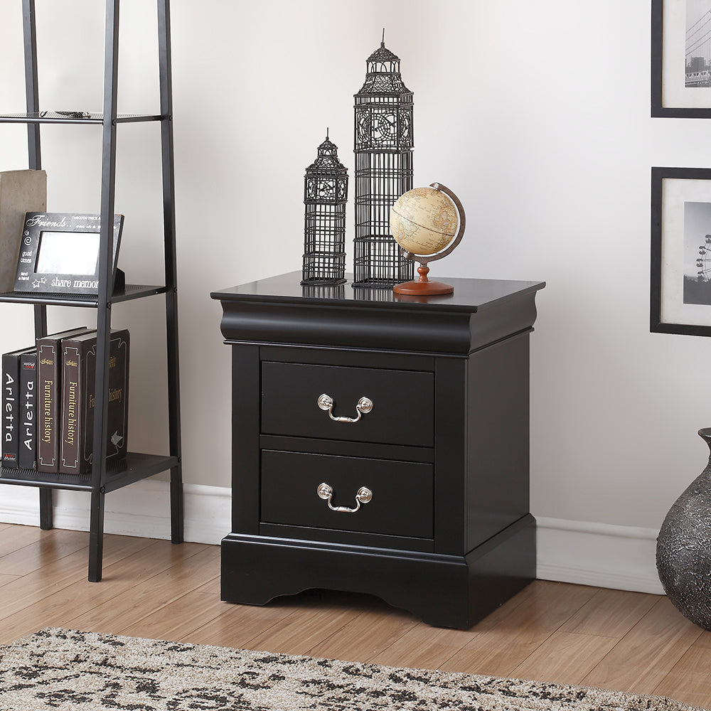 Louis Philippe III Nightstand in Black Finish
