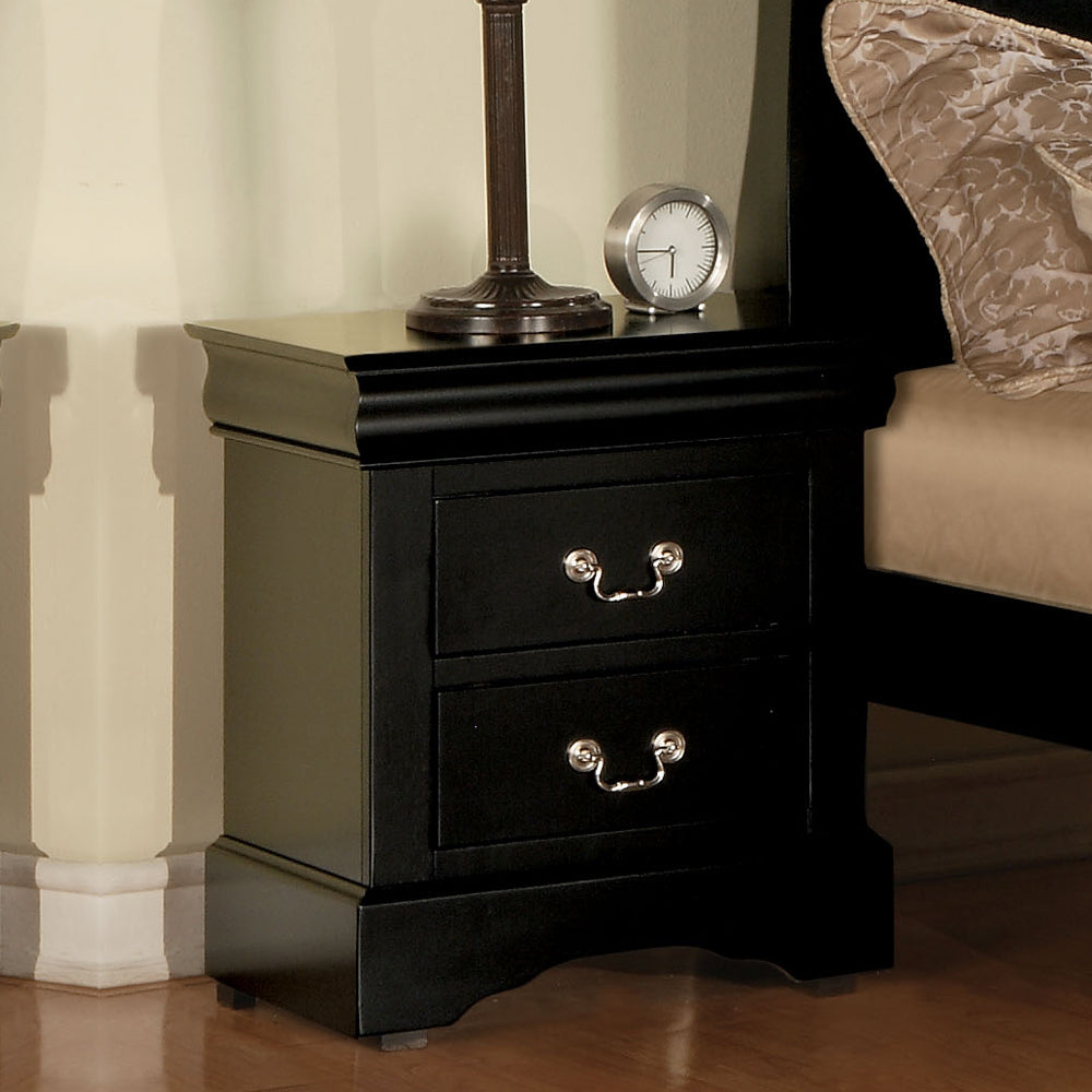 Louis Philippe III Nightstand in Black Finish