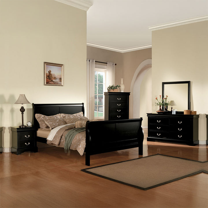 Louis Philippe III Nightstand in Black Finish - lifestyle