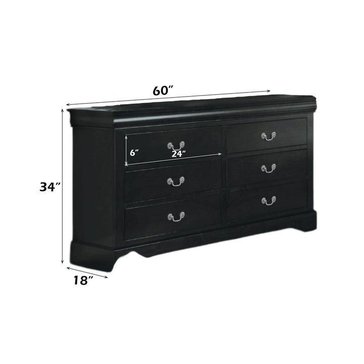 Louis Philippe III Dresser in Black - dimensions